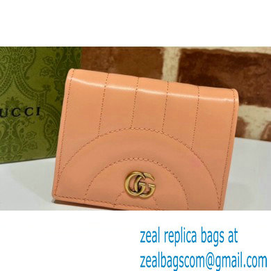 Gucci GG Marmont card case wallet 466492 Leather Peach - Click Image to Close