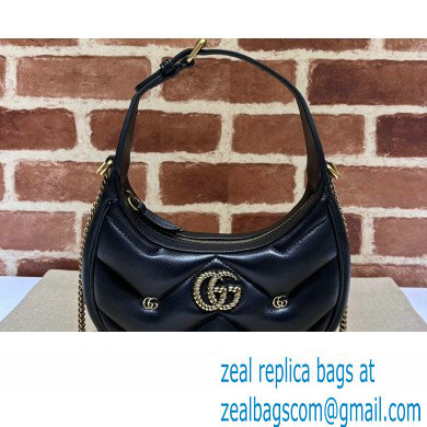 Gucci GG Marmont half-moon-shaped Mini bag 770983 Leather Black with small Double G studs 2024