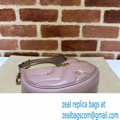 Gucci GG Marmont half-moon-shaped Mini bag 770983 Leather Nude Pink with small Double G studs 2024