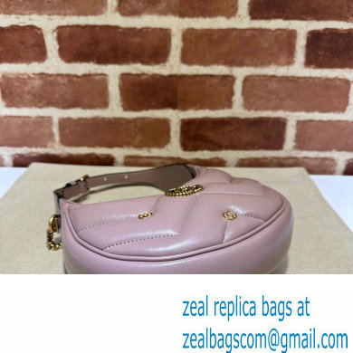 Gucci GG Marmont half-moon-shaped Mini bag 770983 Leather Nude Pink with small Double G studs 2024 - Click Image to Close