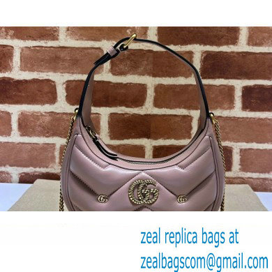 Gucci GG Marmont half-moon-shaped Mini bag 770983 Leather Nude Pink with small Double G studs 2024 - Click Image to Close