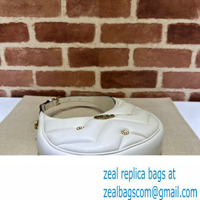 Gucci GG Marmont half-moon-shaped Mini bag 770983 Leather White with small Double G studs 2024 - Click Image to Close