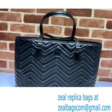 Gucci GG Marmont large tote bag 739684 matelasse chevron leather Black 2024 - Click Image to Close