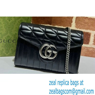 Gucci GG Marmont matelasse mini Bag 474575 leather Black with Antique silver-toned hardware - Click Image to Close