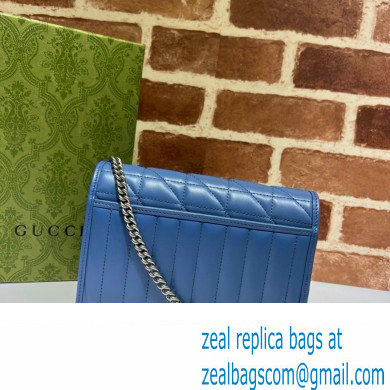 Gucci GG Marmont matelasse mini Bag 474575 leather Blue with Antique silver-toned hardware