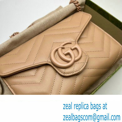 Gucci GG Marmont matelasse mini Bag 474575 leather Nude with Brass hardware - Click Image to Close