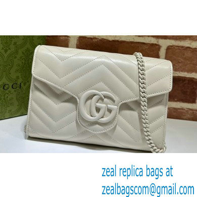 Gucci GG Marmont matelasse mini Bag 474575 leather White with Brass hardware