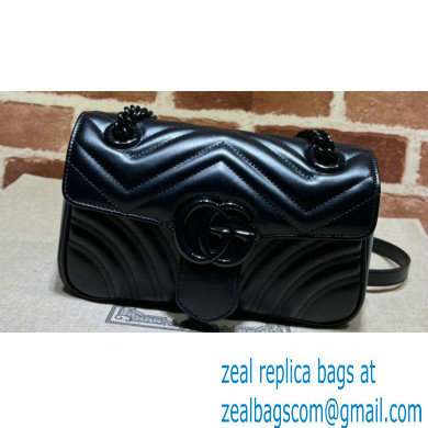 Gucci GG Marmont mini shoulder bag 446744 Black brass hardware 2024 - Click Image to Close