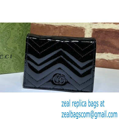 Gucci GG Marmont patent Card Case Wallet 466492 Black 2024 - Click Image to Close