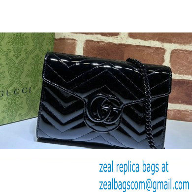 Gucci GG Marmont patent Mini Bag 474575 Black 2024 - Click Image to Close