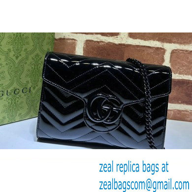 Gucci GG Marmont patent Mini Bag 474575 Black 2024