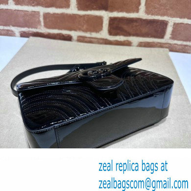 Gucci GG Marmont patent Small shoulder bag 443497 Black 2024