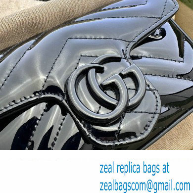 Gucci GG Marmont patent Super Mini shoulder bag 476433 Black 2024 - Click Image to Close