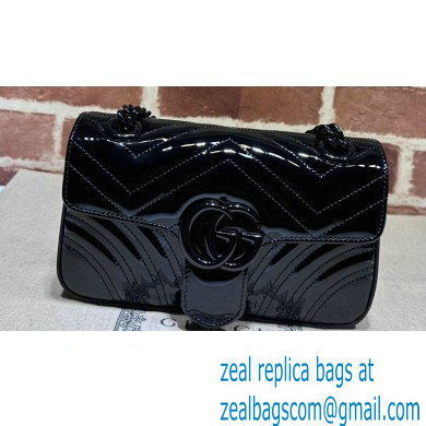 Gucci GG Marmont patent mini shoulder bag 446744 Black 2024