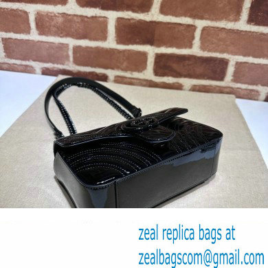 Gucci GG Marmont patent mini shoulder bag 446744 Black 2024 - Click Image to Close