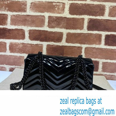 Gucci GG Marmont patent mini shoulder bag 446744 Black 2024