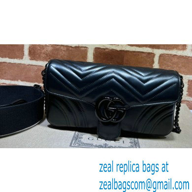 Gucci GG Marmont shoulder bag 734814 leather Black with Brass hardware 2024 - Click Image to Close