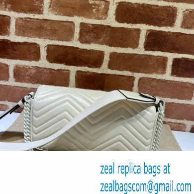 Gucci GG Marmont shoulder bag 734814 leather White with Brass hardware 2024 - Click Image to Close