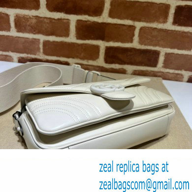 Gucci GG Marmont shoulder bag 734814 leather White with Brass hardware 2024 - Click Image to Close