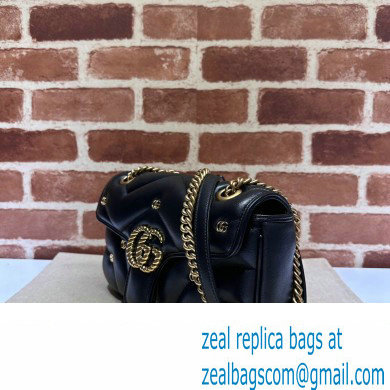 Gucci GG Marmont small shoulder bag 443497 Leather Black with small Double G studs 2024 - Click Image to Close