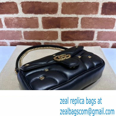 Gucci GG Marmont small shoulder bag 443497 Leather Black with small Double G studs 2024