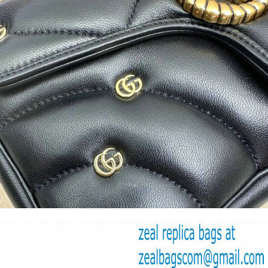 Gucci GG Marmont small shoulder bag 443497 Leather Black with small Double G studs 2024 - Click Image to Close