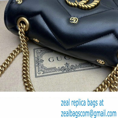 Gucci GG Marmont small shoulder bag 443497 Leather Black with small Double G studs 2024 - Click Image to Close