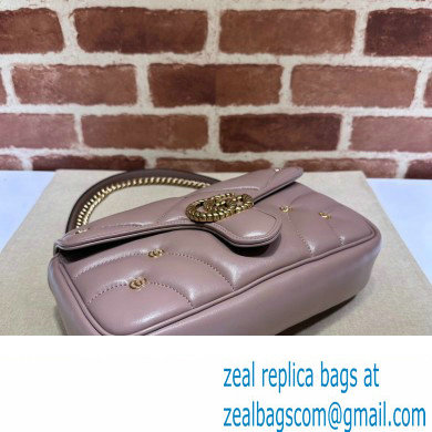 Gucci GG Marmont small shoulder bag 443497 Leather Nude Pink with small Double G studs 2024