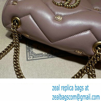 Gucci GG Marmont small shoulder bag 443497 Leather Nude Pink with small Double G studs 2024 - Click Image to Close