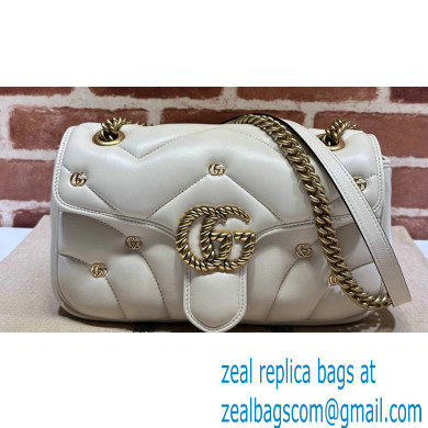 Gucci GG Marmont small shoulder bag 443497 Leather White with small Double G studs 2024