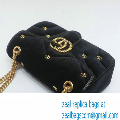 Gucci GG Marmont small shoulder bag 443497 velvet Black with small Double G studs 2024 - Click Image to Close