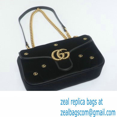 Gucci GG Marmont small shoulder bag 443497 velvet Black with small Double G studs 2024