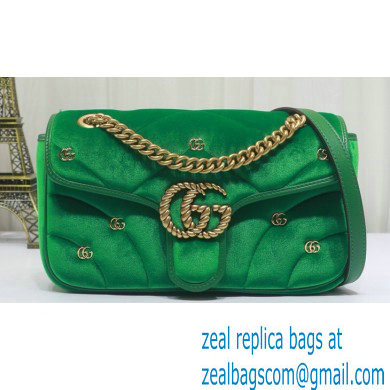 Gucci GG Marmont small shoulder bag 443497 velvet Green with small Double G studs 2024