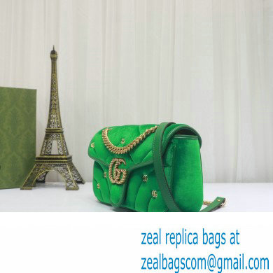 Gucci GG Marmont small shoulder bag 443497 velvet Green with small Double G studs 2024 - Click Image to Close