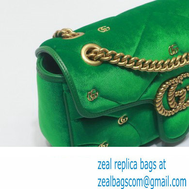 Gucci GG Marmont small shoulder bag 443497 velvet Green with small Double G studs 2024 - Click Image to Close