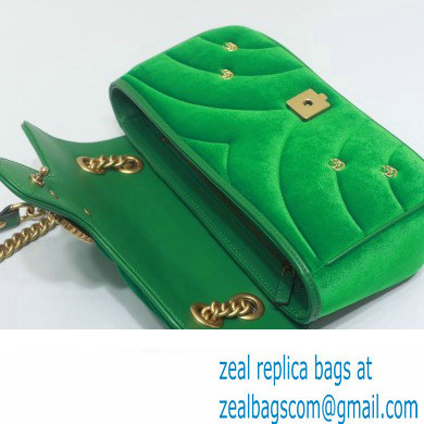 Gucci GG Marmont small shoulder bag 443497 velvet Green with small Double G studs 2024