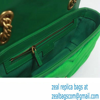 Gucci GG Marmont small shoulder bag 443497 velvet Green with small Double G studs 2024 - Click Image to Close