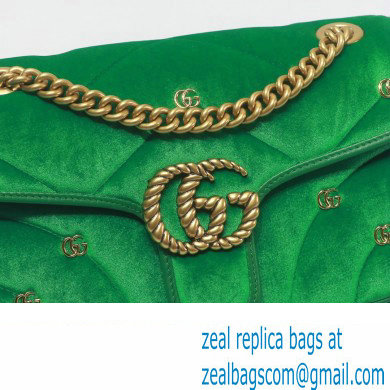 Gucci GG Marmont small shoulder bag 443497 velvet Green with small Double G studs 2024 - Click Image to Close