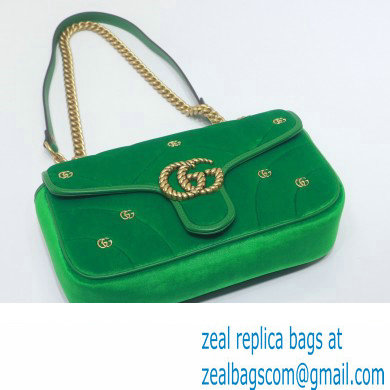 Gucci GG Marmont small shoulder bag 443497 velvet Green with small Double G studs 2024 - Click Image to Close