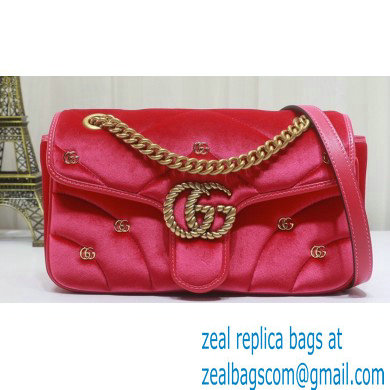 Gucci GG Marmont small shoulder bag 443497 velvet Pink with small Double G studs 2024 - Click Image to Close