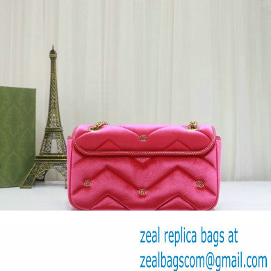 Gucci GG Marmont small shoulder bag 443497 velvet Pink with small Double G studs 2024