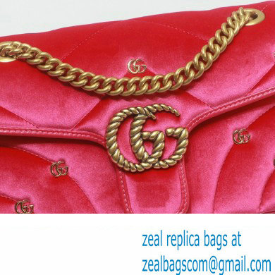 Gucci GG Marmont small shoulder bag 443497 velvet Pink with small Double G studs 2024