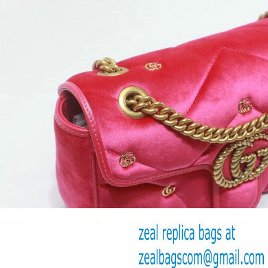 Gucci GG Marmont small shoulder bag 443497 velvet Pink with small Double G studs 2024 - Click Image to Close