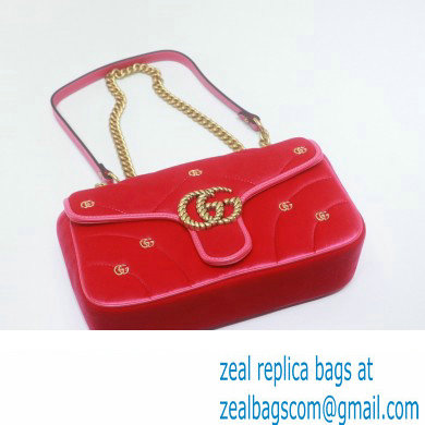 Gucci GG Marmont small shoulder bag 443497 velvet Pink with small Double G studs 2024 - Click Image to Close