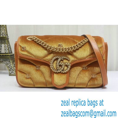 Gucci GG Marmont small shoulder bag 443497 velvet Yellow with small Double G studs 2024 - Click Image to Close