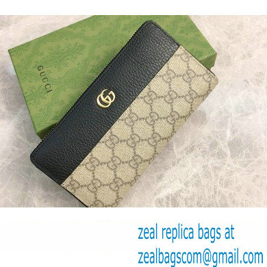 Gucci GG Marmont zip around wallet 456117 Black - Click Image to Close