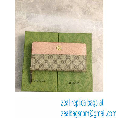 Gucci GG Marmont zip around wallet 456117 Pink