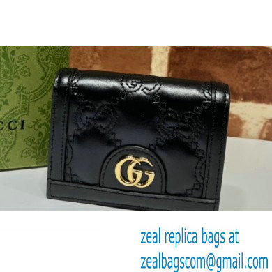 Gucci GG Matelasse card case Wallet 723786 in Black leather