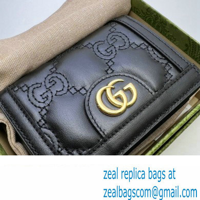 Gucci GG Matelasse card case Wallet 723786 in Black leather