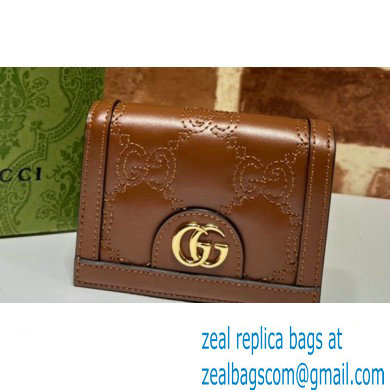 Gucci GG Matelasse card case Wallet 723786 in Brown leather - Click Image to Close